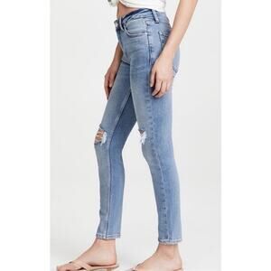 Anine bing gabe jean medium wash straight leg ankle distressed size 25